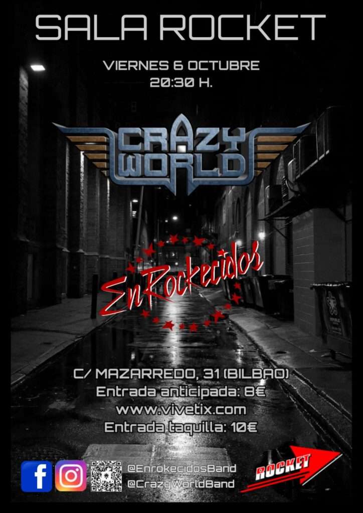 Concierto Crazy World + EnRockecidos 06-10-2023